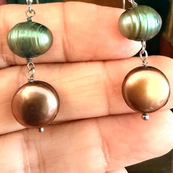 Sterling Silver Freshwater Pearl Drop Earrings - Picture 7 of 7